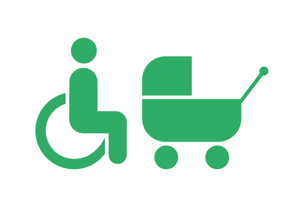 Ikoner på rullstol och barnvagn